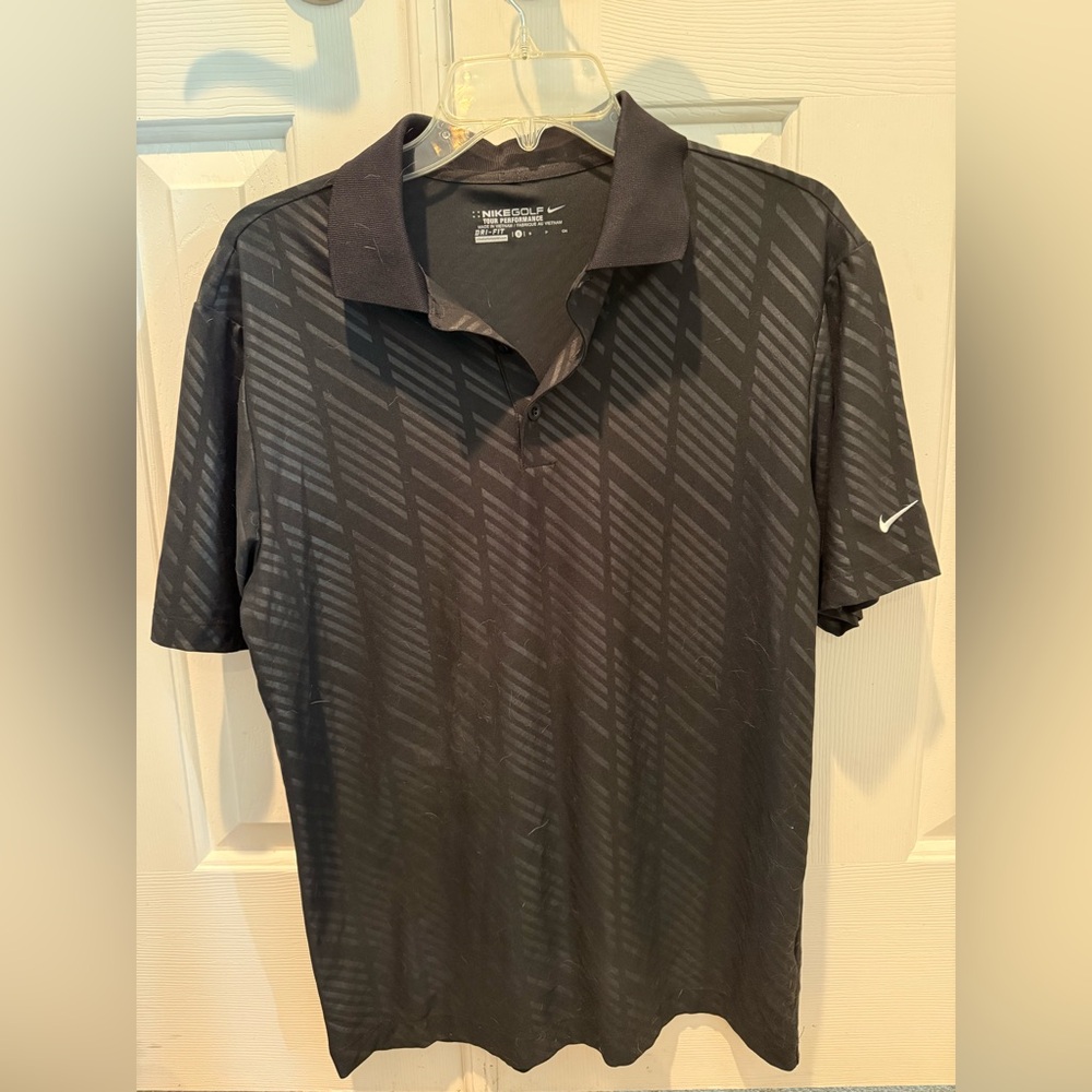 Nike Men's Black Striped Polo Shirt